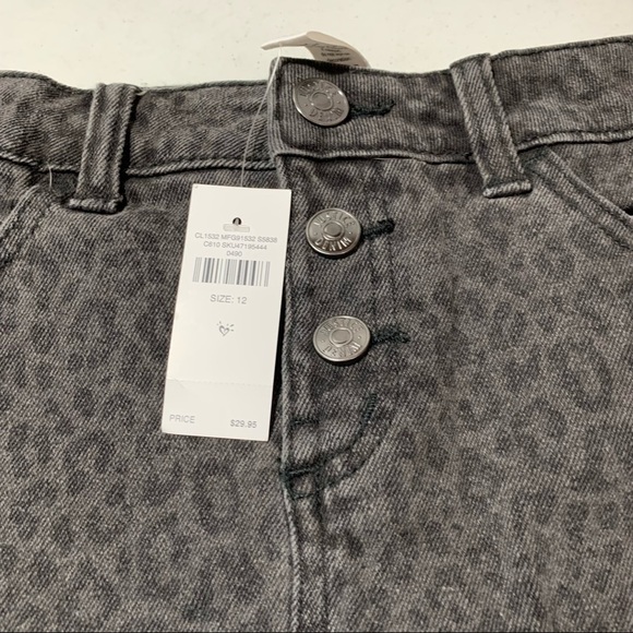 New Justice Girls Leopard Print Denim Skort size 12 Black gray BNWT - Picture 2 of 6